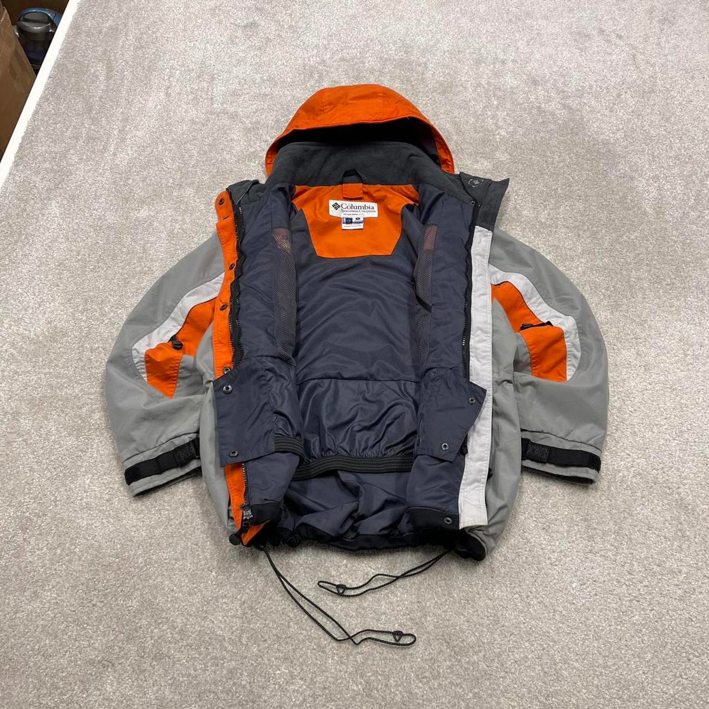 Y2k Columbia technical ski windbreaker jacket orange snow boarding jacket snow skirt adjustable