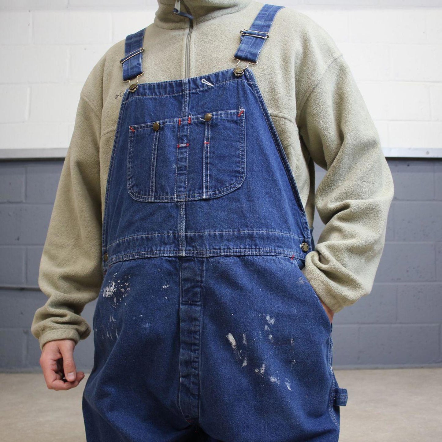 Vintage 90s denim dungarees overalls W44L30 blue Big Yank mens loose bib and brace workwear