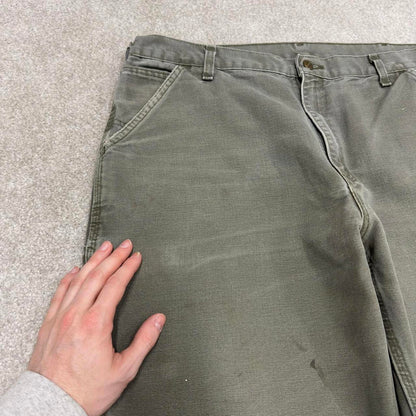 Y2K baggy fit Carhartt carpenter jeans green Loose wide leg canvas skate style workwear cargo pants