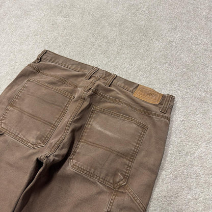 Brown Y2K denim carpenter jeans W34L32 Schmidt Workwear straight leg canvas skater pants