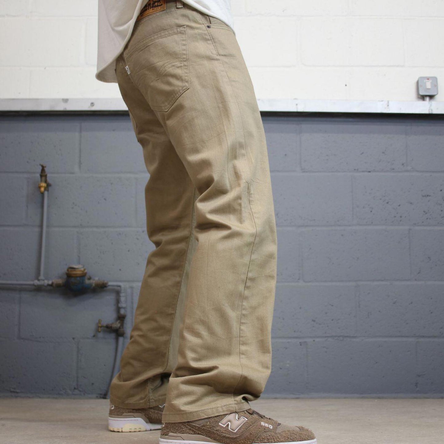 Levis 505 jeans casual streetwear W33L30 Tan brown straight leg y2k style pants white tab logo skate