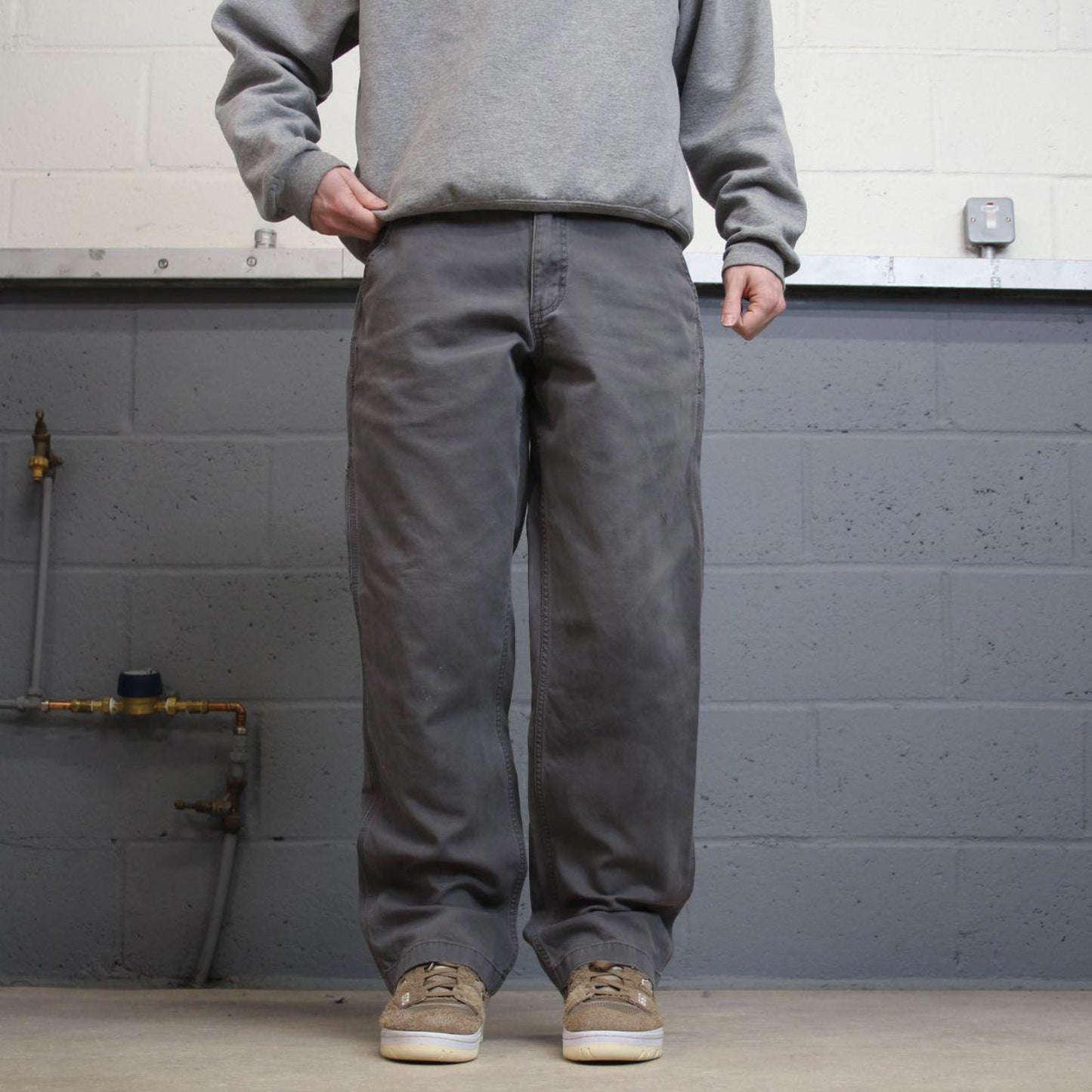 Y2K Carhartt work pants relaxed fit grey Canvasy skater cargo carpenter trousers