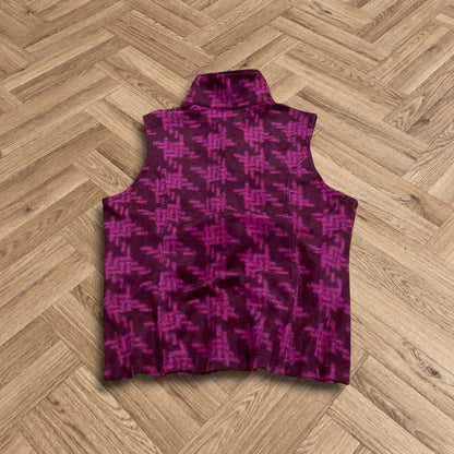 Y2K Colombia patterned fleece gilet Women's pink full zip autumn sleeveless fleece