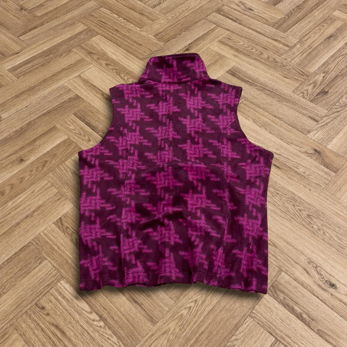 Y2K Colombia patterned fleece gilet Women's pink full zip autumn sleeveless fleece