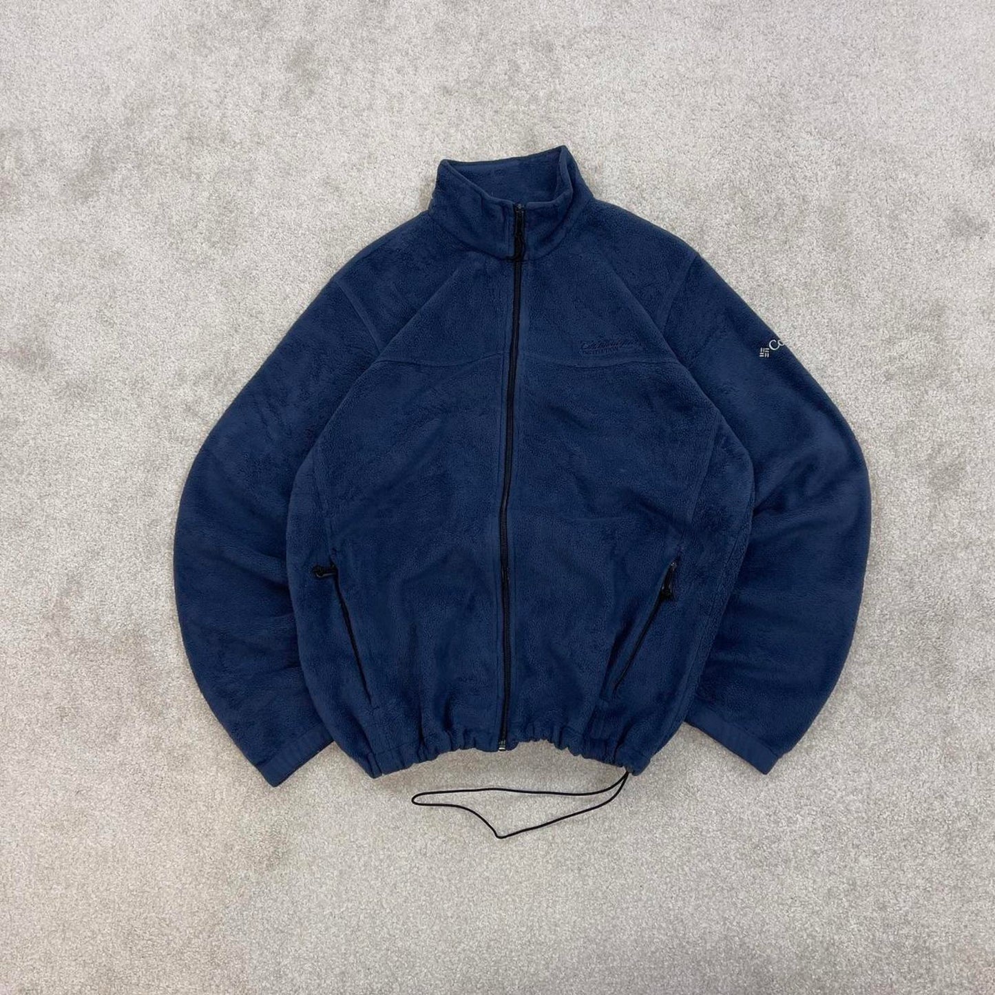 Navy Columbia technical zip up fleece Medium y2k style autumn adjustable waist