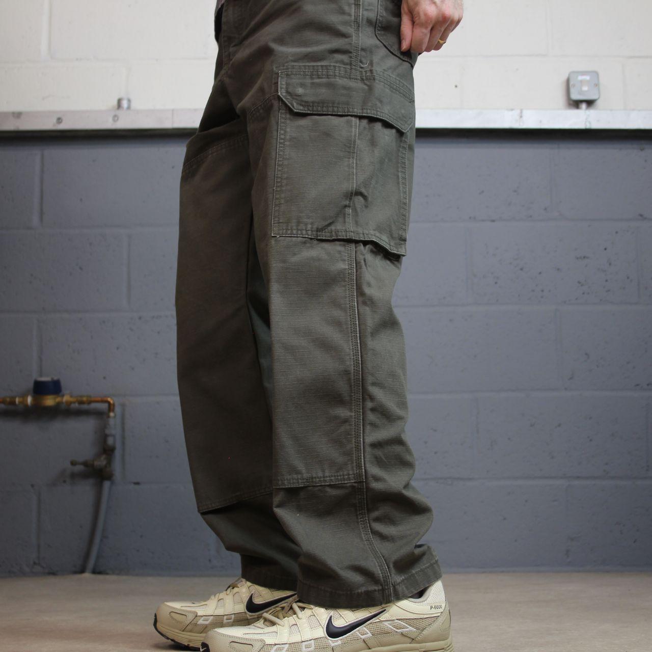 Wrangler cargo jeans y2k green W30L30 Thick heavy canvas double knee skater work pants