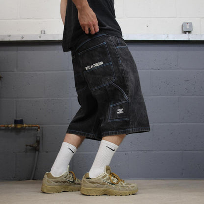 Y2k baggy MECCA denim shorts black Proper baggy loose skater carpenter jorts