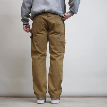 Mens Dickies carpenter jeans W38 L30 tan slim cargos waist patch