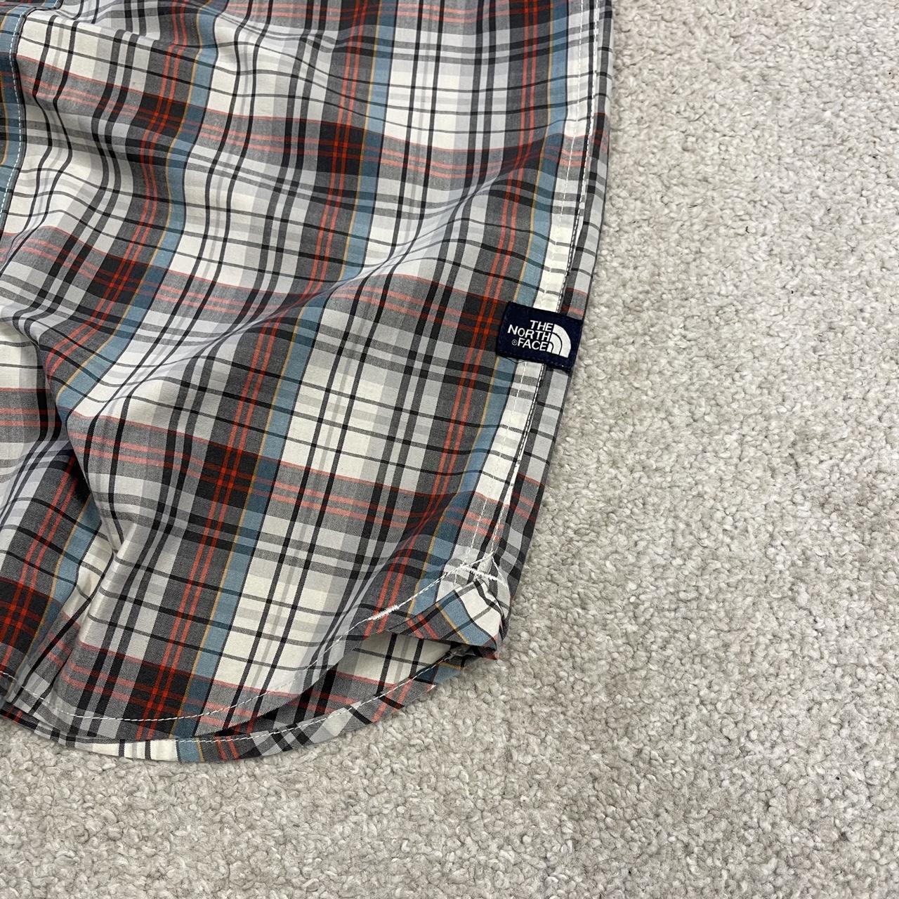 North Face checkered short sleeve shirt TNF festival style button down summer shirt