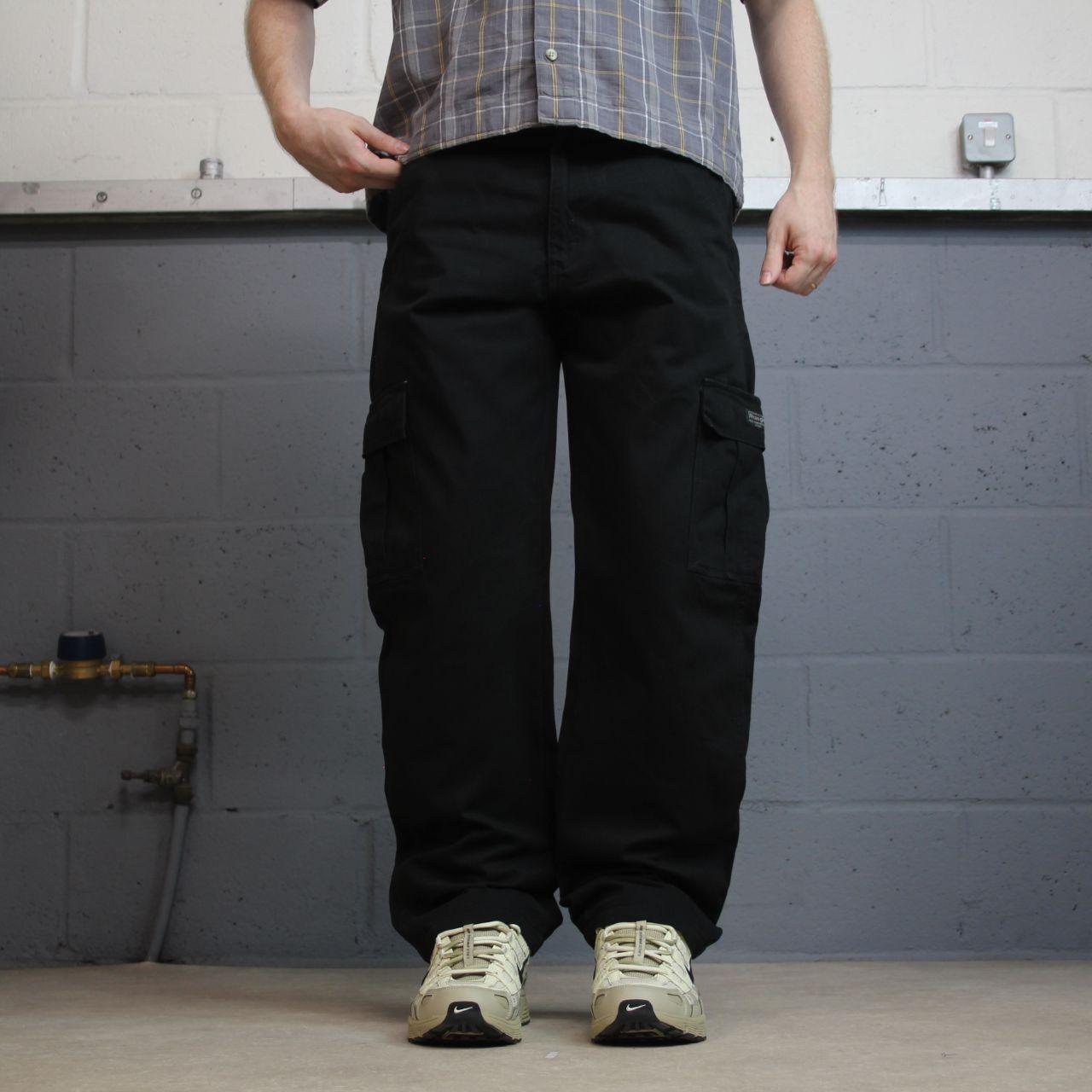 Wrangler chino cargo pants y2k W32L30 black Straight leg skater workwear pants, utility pockets
