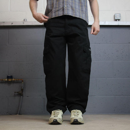 Wrangler chino cargo pants y2k W32L30 black Straight leg skater workwear pants, utility pockets