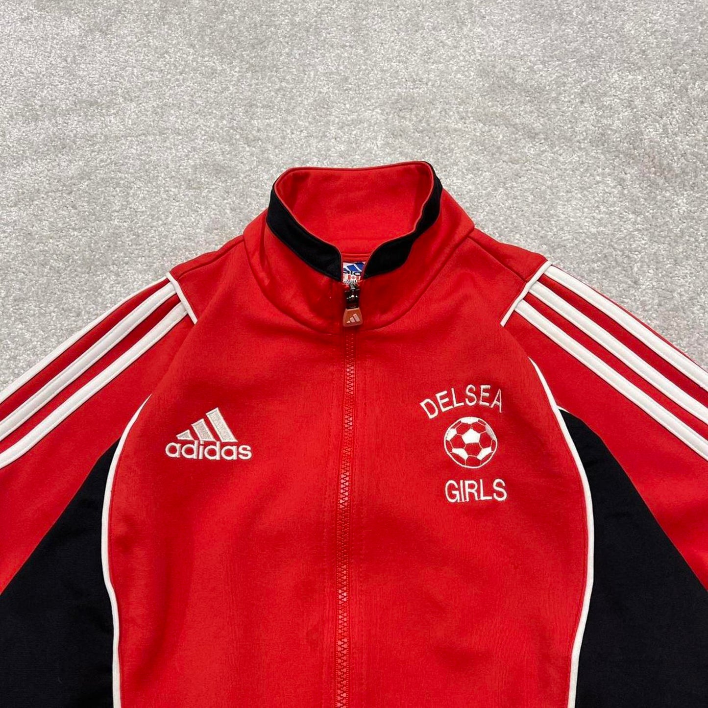 Vintage Adidas track jacket Small y2k 00s style Red funky sports tracksuit top