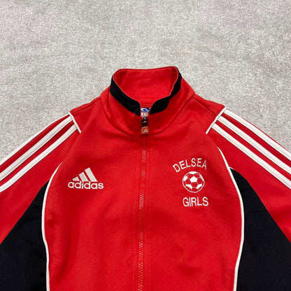 Vintage Adidas track jacket Small y2k 00s style Red funky sports tracksuit top