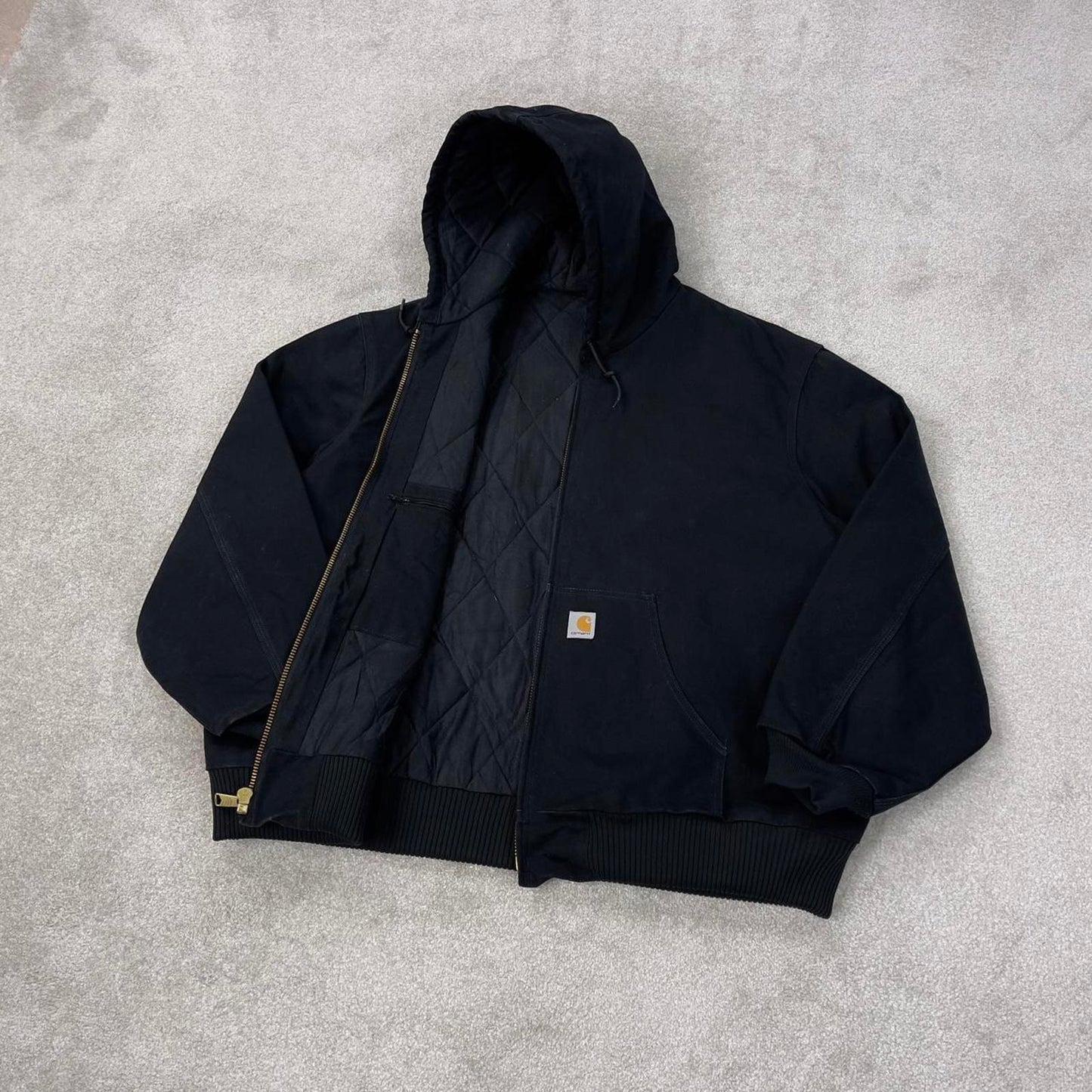 Black Carhartt hooded active jacket 3XL canvas bomber American