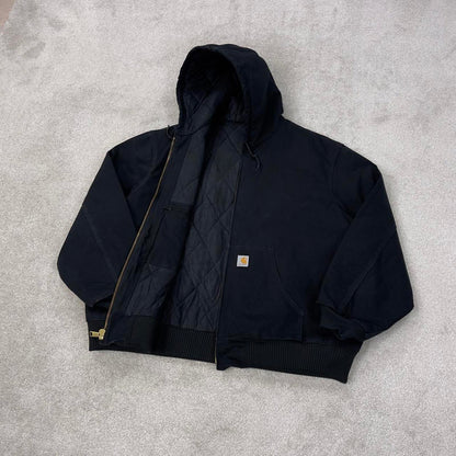 Black Carhartt hooded active jacket 3XL canvas bomber American