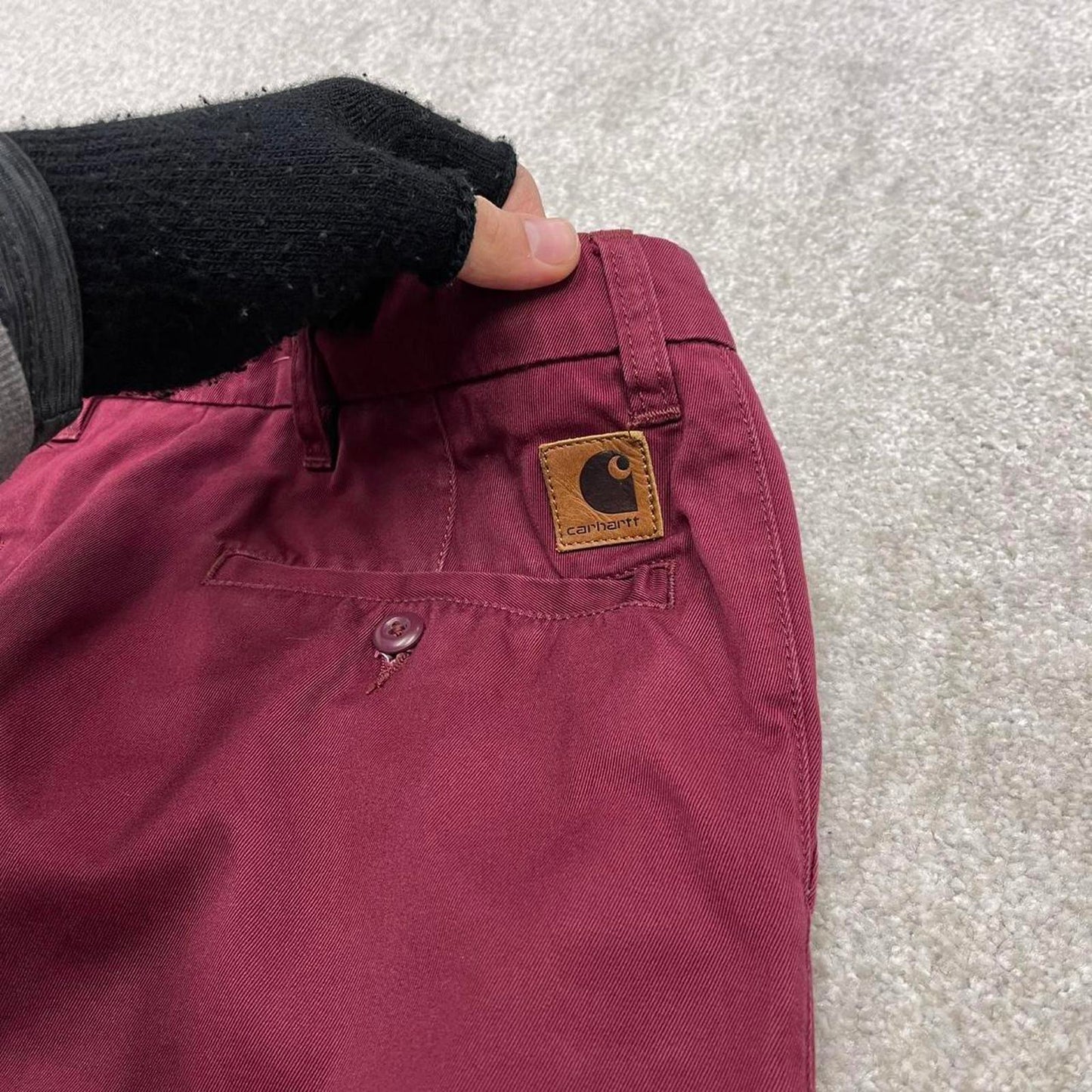 00s Carhartt WIP chino pants W29L32 maroon 90s skater style straight work trousers utility