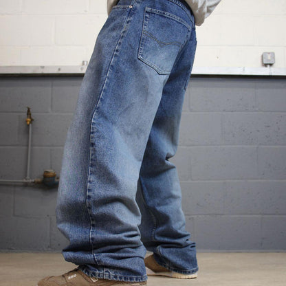 Tuff baggy jeans W36L32 loose wide leg blue denim y2k style skater pants casual wear autumn