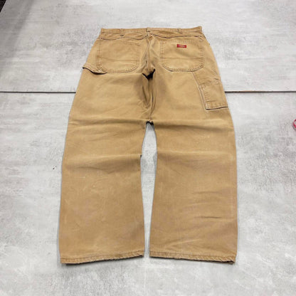 Baggy Dickies carpenter jeans W36L30 loose tan canvas cargo skater style pants