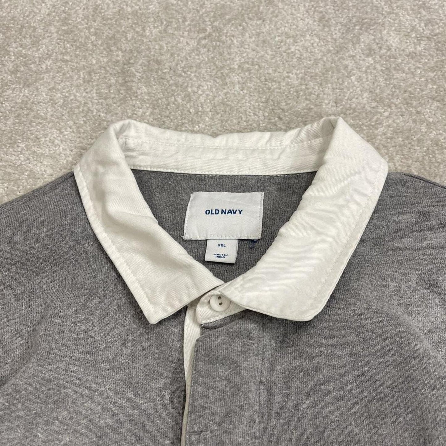 Striped rugby polo shirt long sleeve grey Old navy button up pullover rugby style polo