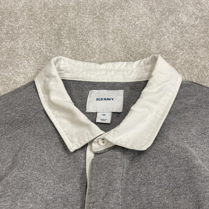 Striped rugby polo shirt long sleeve grey Old navy button up pullover rugby style polo