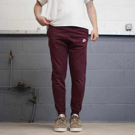 Y2k burgundy Nike joggers S mens gym comfy sweatpants swoosh logo