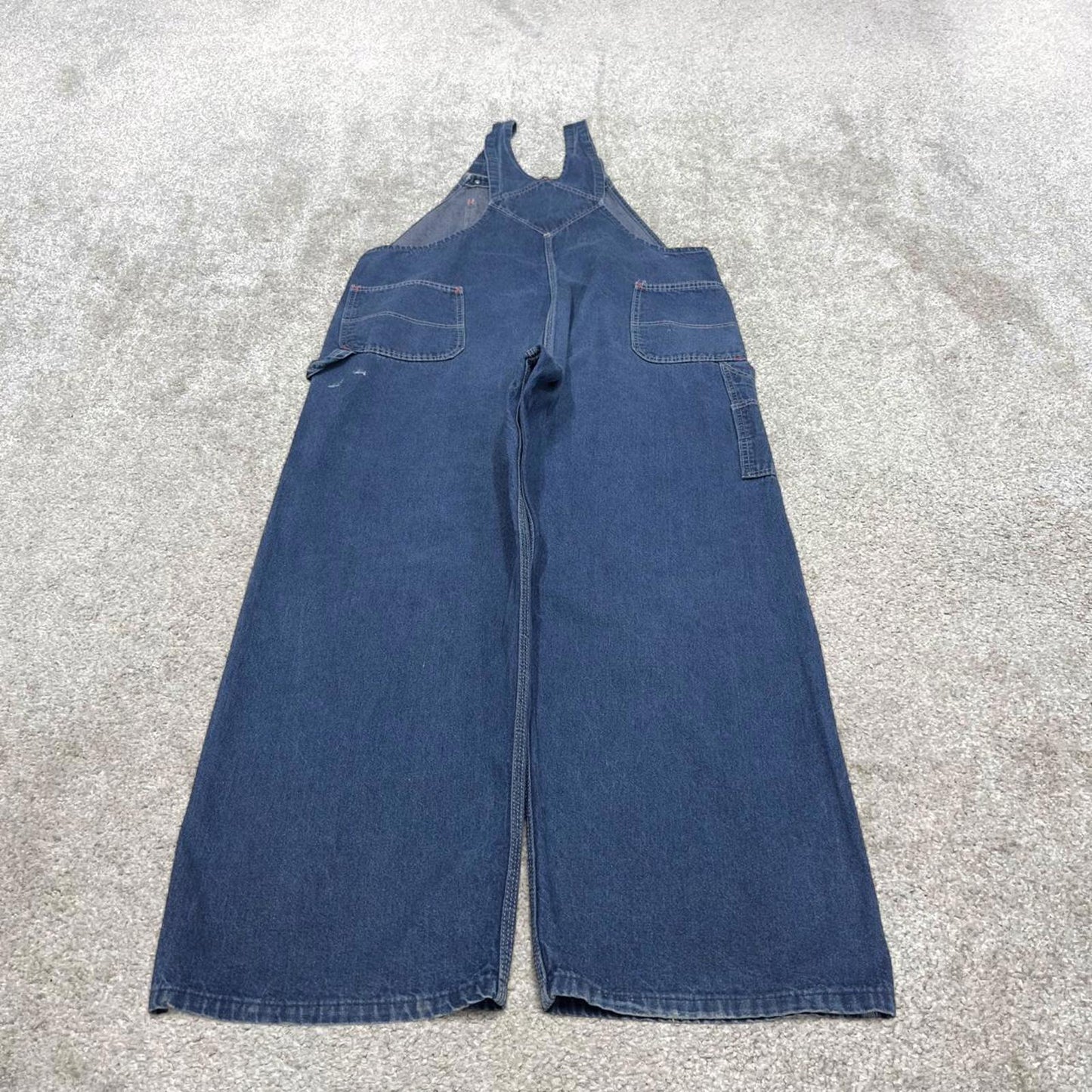 Vintage 90s denim dungarees overalls W44L30 blue Big Yank mens loose bib and brace workwear
