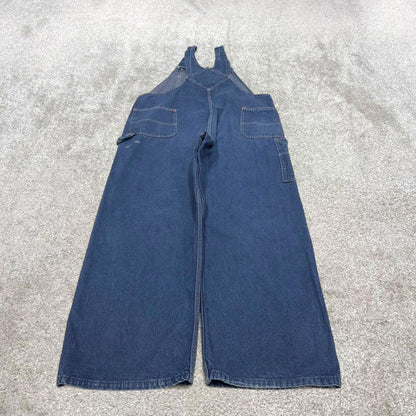Vintage 90s denim dungarees overalls W44L30 blue Big Yank mens loose bib and brace workwear
