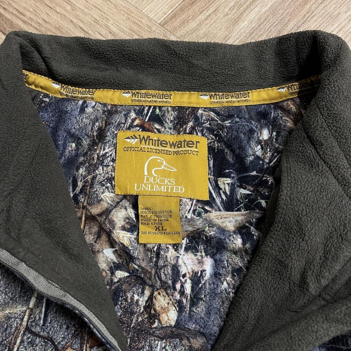 Vintage Mossy Oak camo fleece y2k Whitewater loose camouflage quarter zip fleece