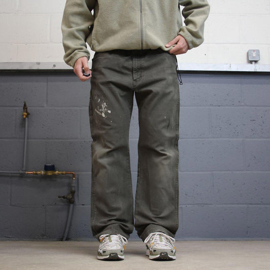 90s Dickies carpenter jeans workwear W40L32 00s skate style green canvasy worker cargos