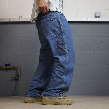 Vintage denim carpenter jeans y2k W44L29 blue Key workwear skater style cargos loose utility pockets