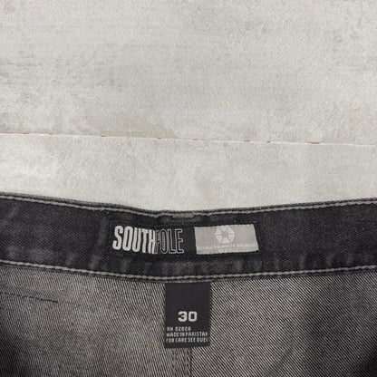 Black Southpole jean shorts W30 loose thick denim rare 90s skater style jorts