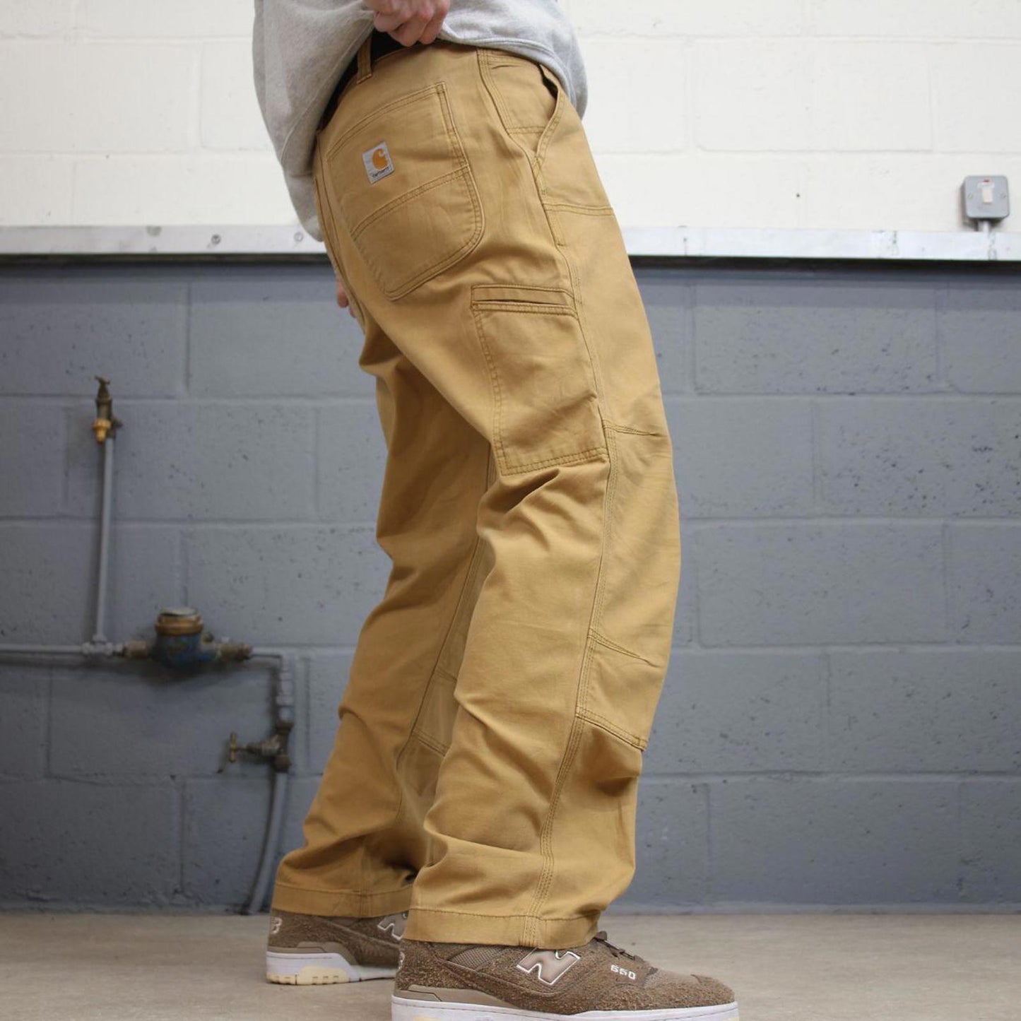 Mens Carhartt double knee carpenter pants W35 L30 tan relaxed 90s style cargos