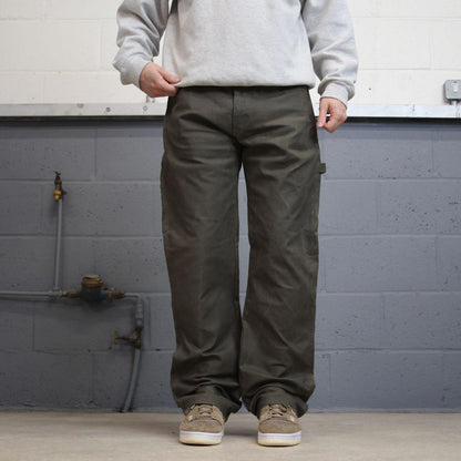 Green Dickies carpenter jeans W34L34 loose 90s skate style canvas cargos utility American workwear