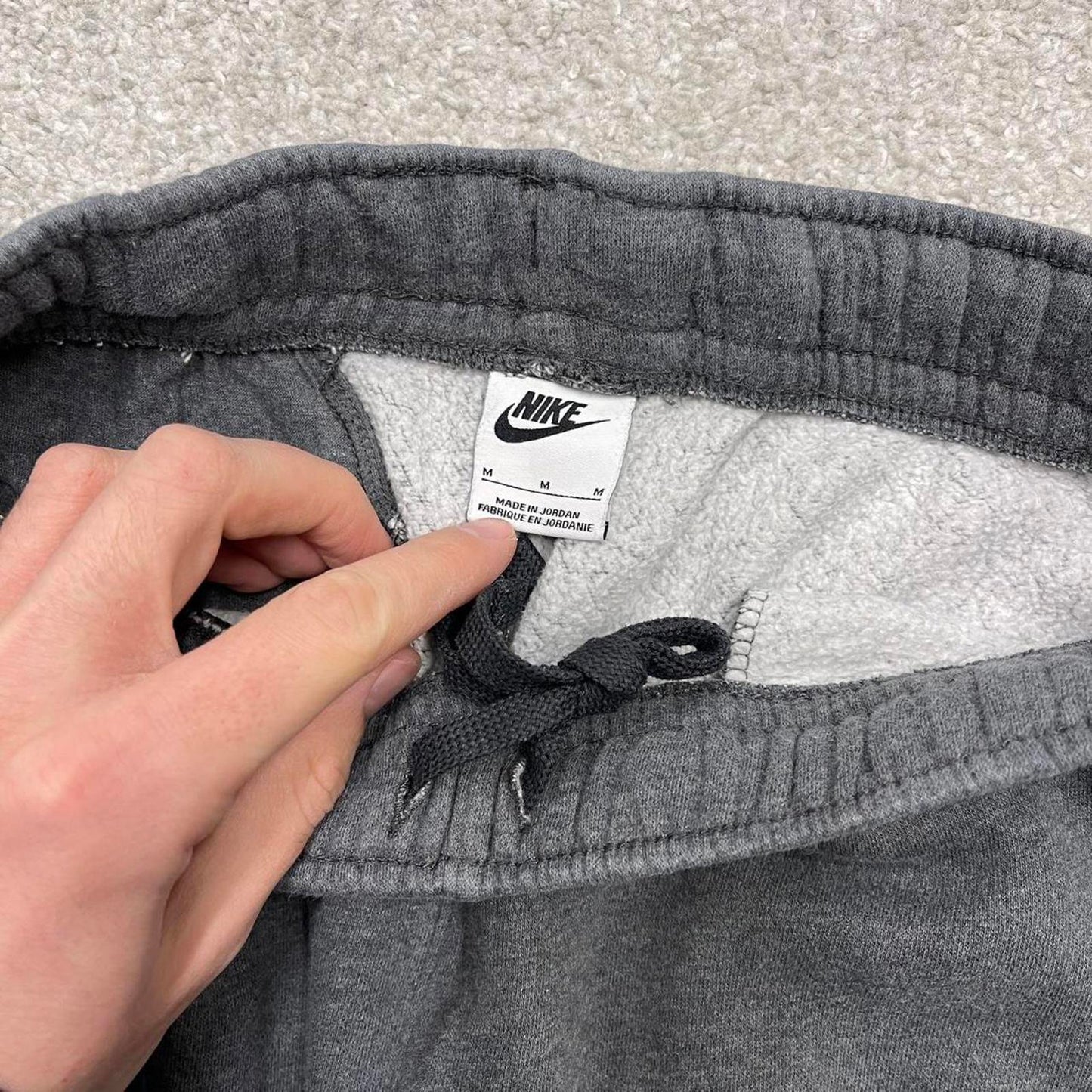 Y2k embroidered Nike sweatpants grey Cuffed joggers Swoosh logo gym sweats
