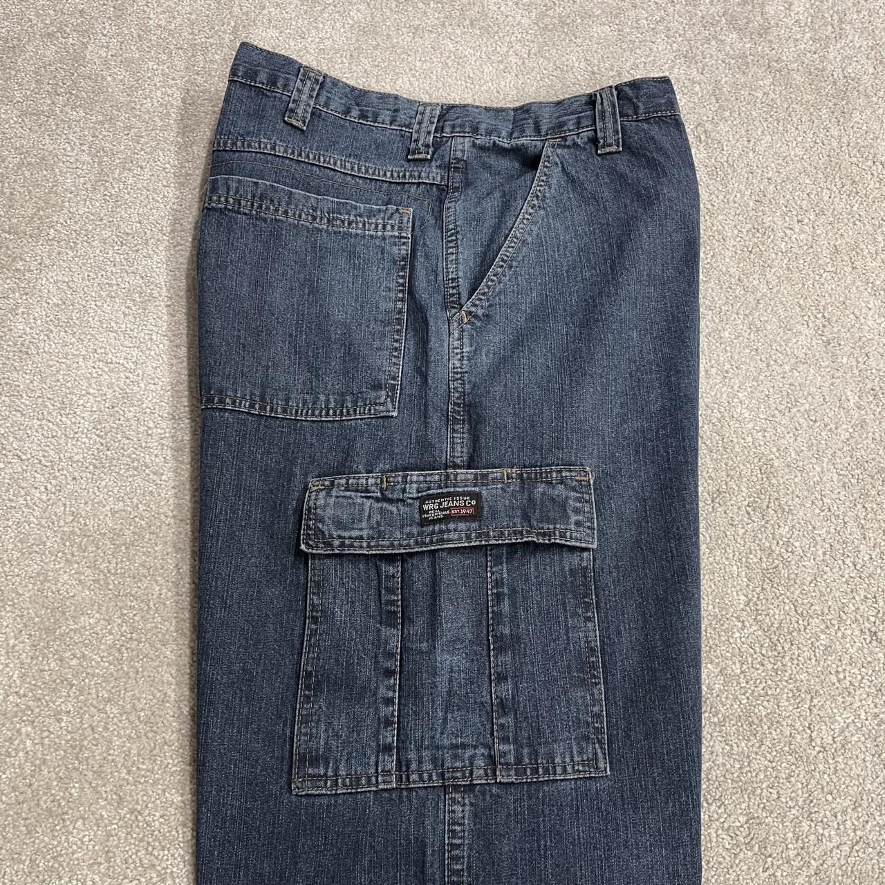 Wrangler baggy cargo pants y2k blue W36L32 Loose fit 100% cotton denim skater work pants utility