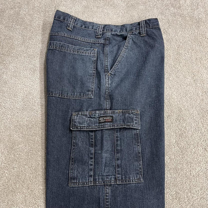 Wrangler baggy cargo pants y2k blue W36L32 Loose fit 100% cotton denim skater work pants utility