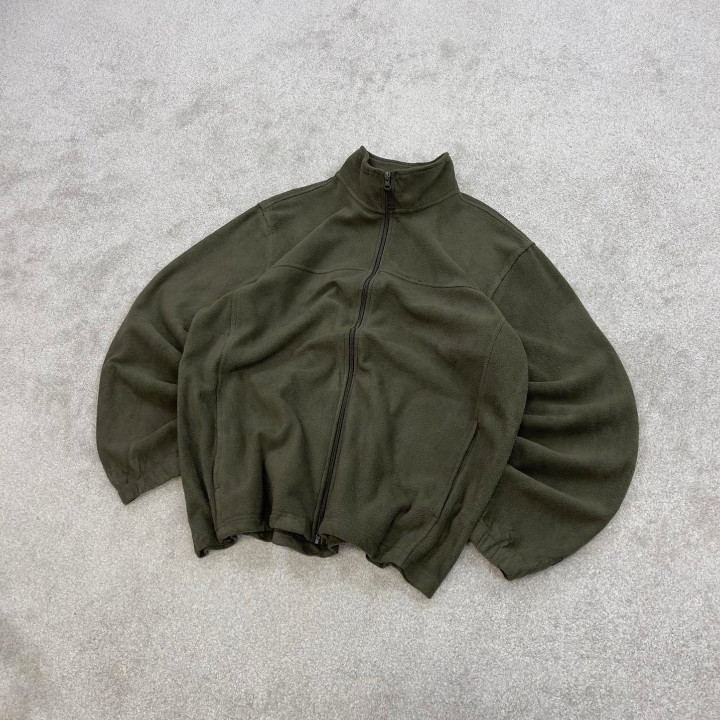 Green Starter zip up fleece Large y2k technical style autumn winter outdoors wear casual embroidered