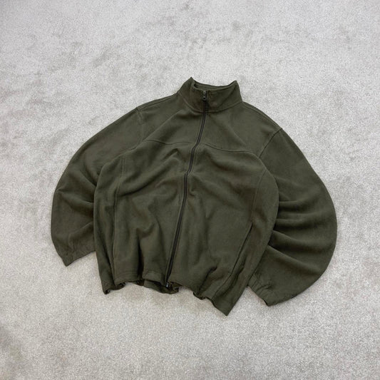 Green Starter zip up fleece Large y2k technical style autumn winter outdoors wear casual embroidered