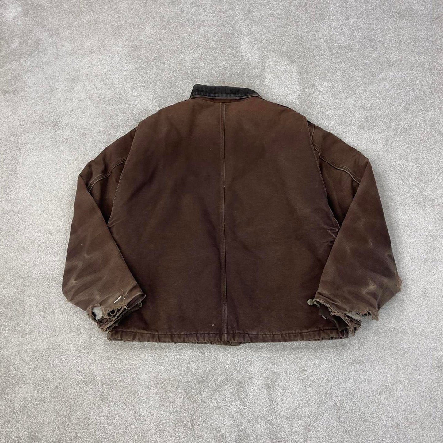 Vintage Brown Carhartt Traditional jacket XL J22 DKB box cropped fit Detroit padded canvas workwear