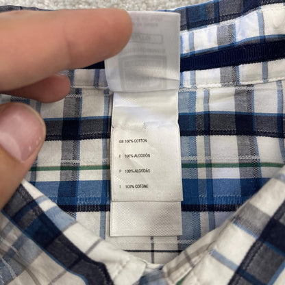North Face checkered short sleeve shirt white blue TNF festival style button down summer shirt