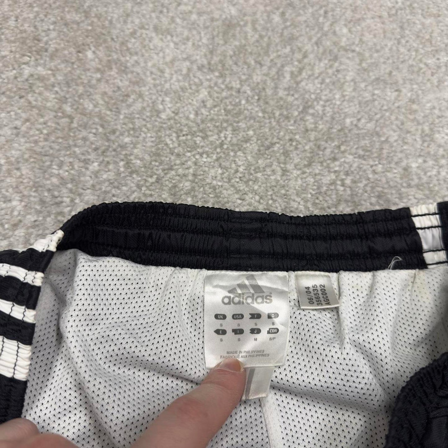 Y2K Adidas tracksuit bottoms black Loose embroidered mesh lined striped track pants