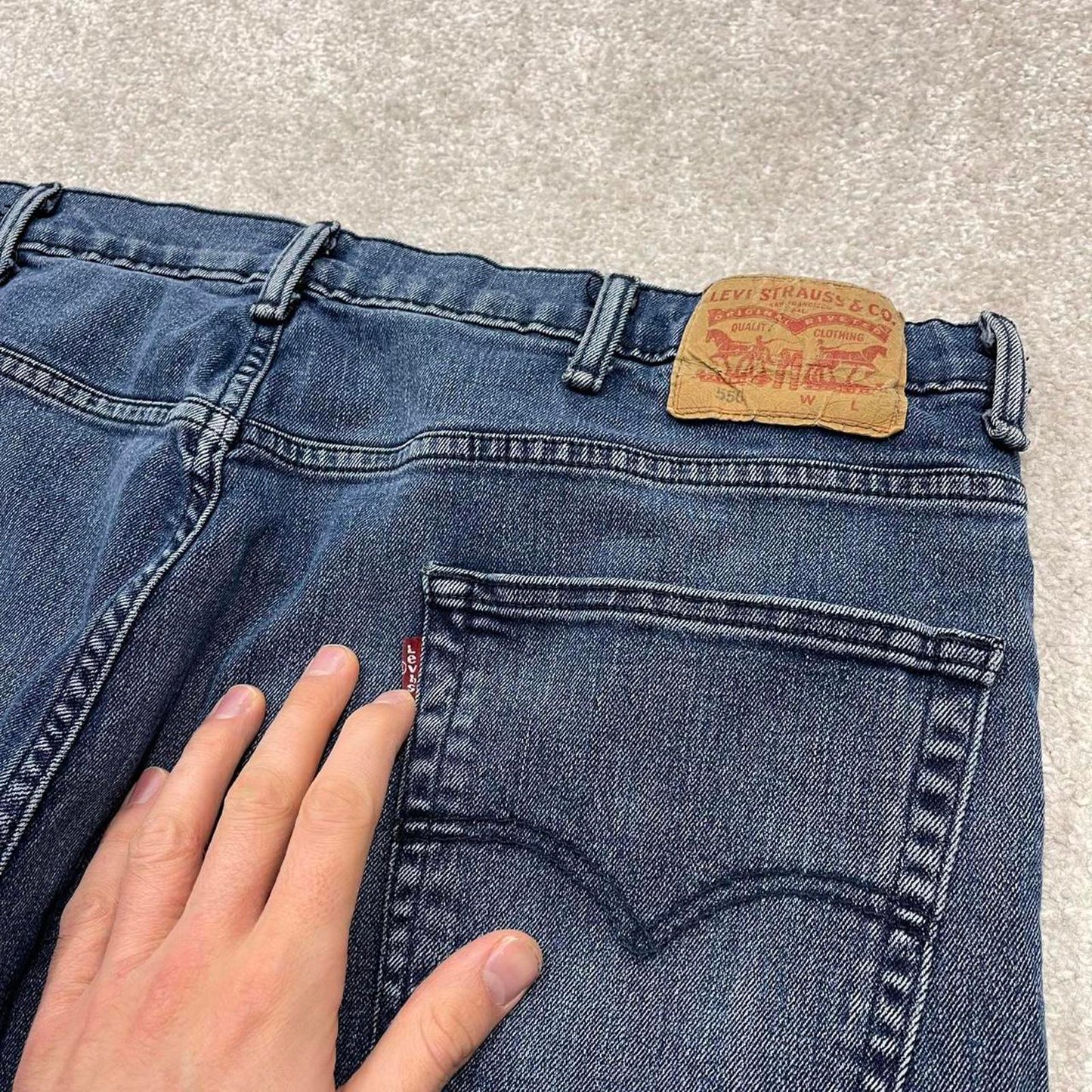 Y2K baggy Levi’s 550 jeans wide leg blue Loose fit denim pants red tab logo
