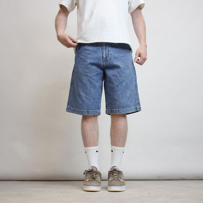 Y2K Denim Skate Jorts W30 PLUGG loose large rear pocket y2k style skater shorts