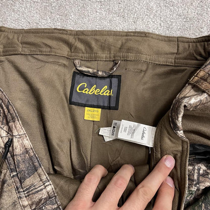 Cabela’s Realtree camo cargo pants XXL brown insulated utility hunting trousers