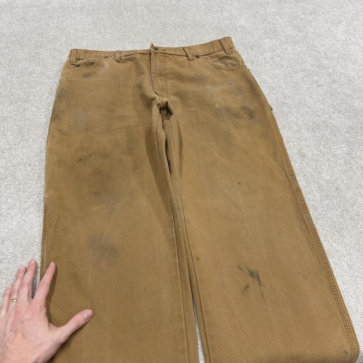 Baggy Dickies carpenter jeans tan Skater / workwear style canvas cargo pants