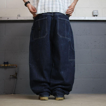 Y2K extra baggy carpenter jeans y2k W44L32 blue denimICEDOUT wide leg skater surf style cargos