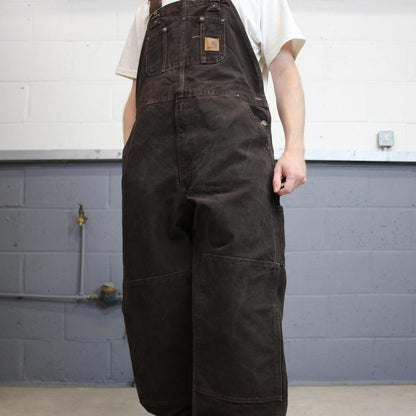 Brown Carhartt dungarees W40L32 mens canvas overalls utility worker
