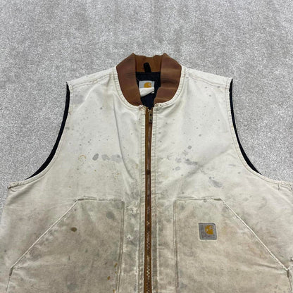 Vintage 90s Carhartt gilet vest L tan brown canvas padded chore body warmer workwear