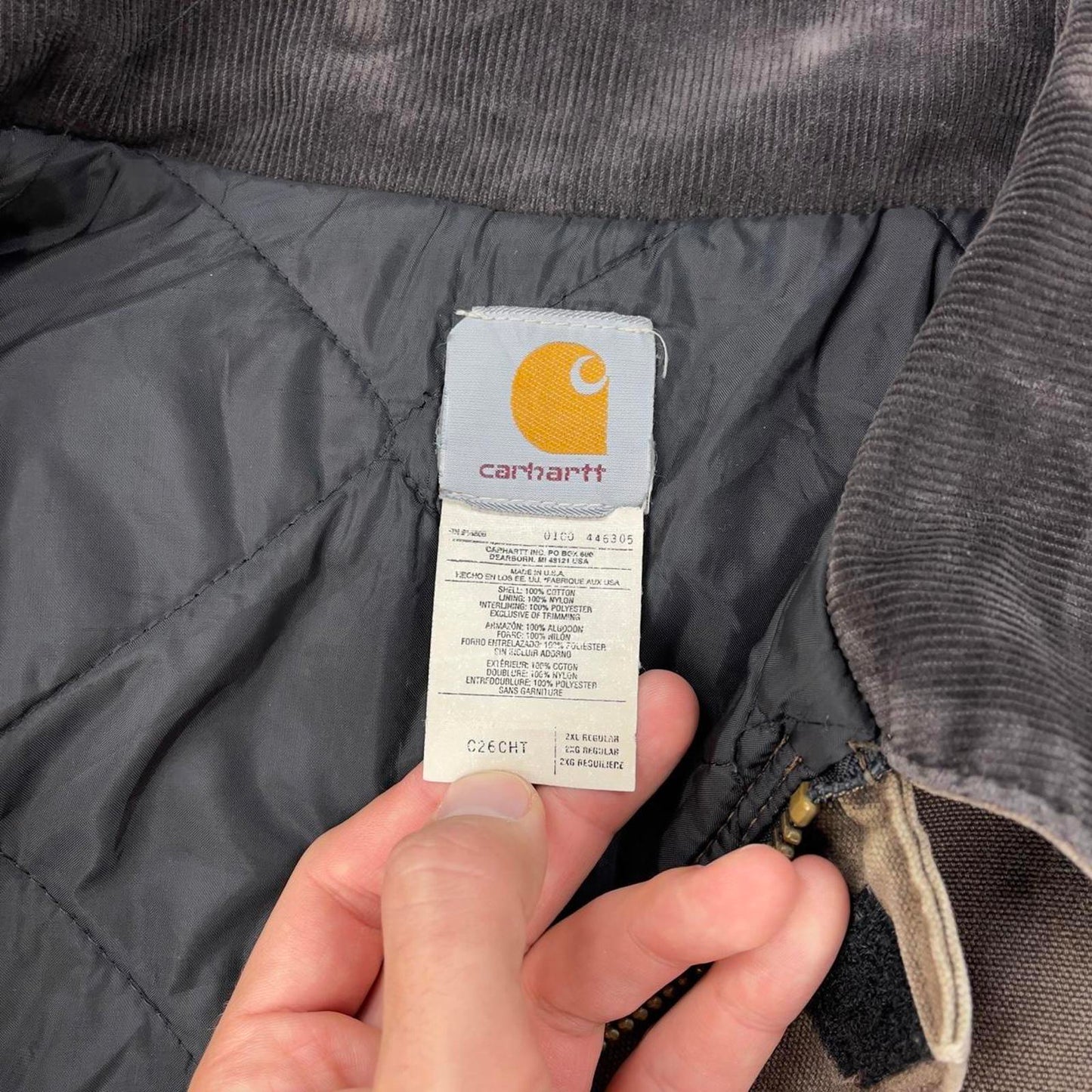 Vintage brown Carhartt jacket 2XL - canvas arctic quilt lined chore coat collar sandstone