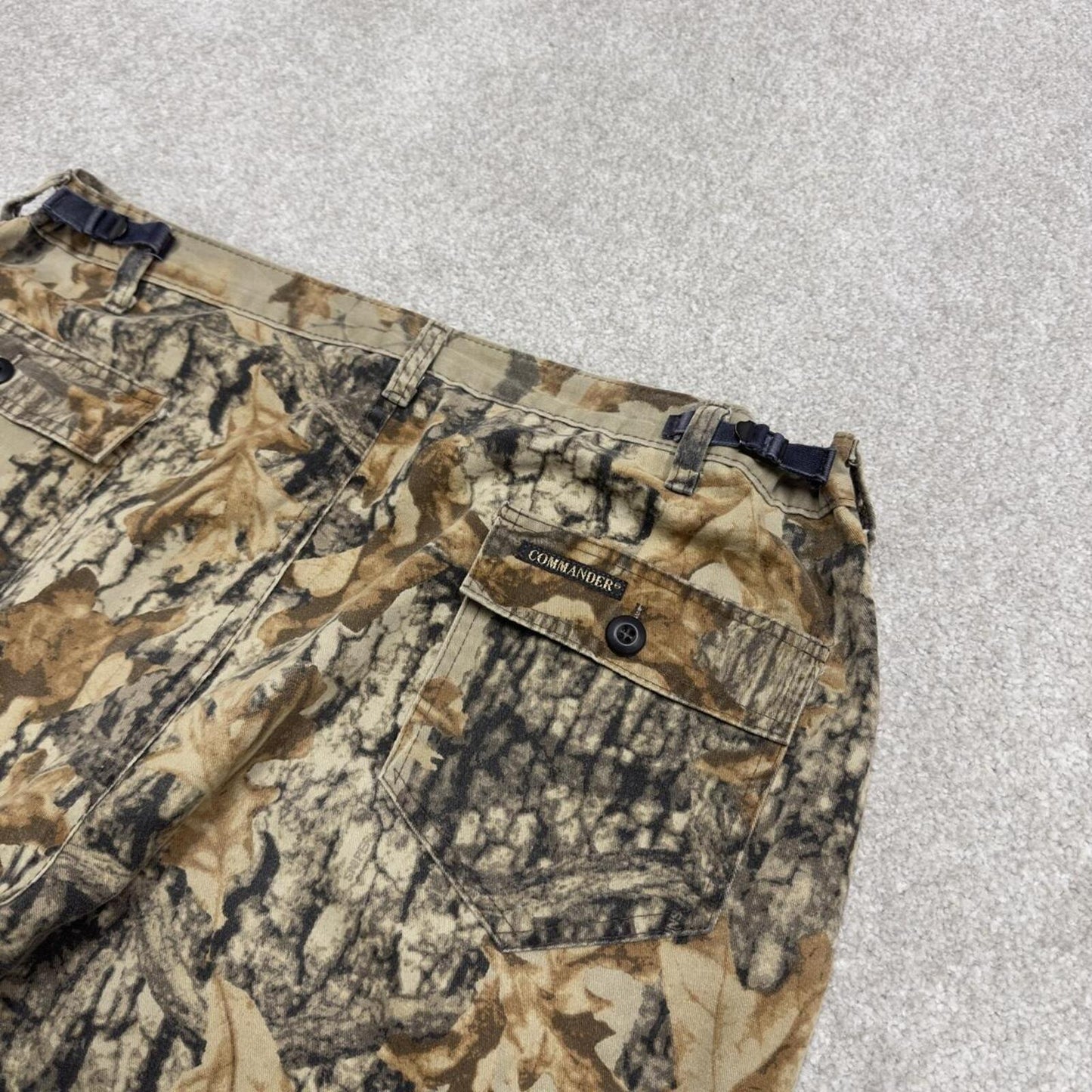 Y2K baggy camo cargo pants khaki XL Loose floaty Commander hunting camouflage trousers